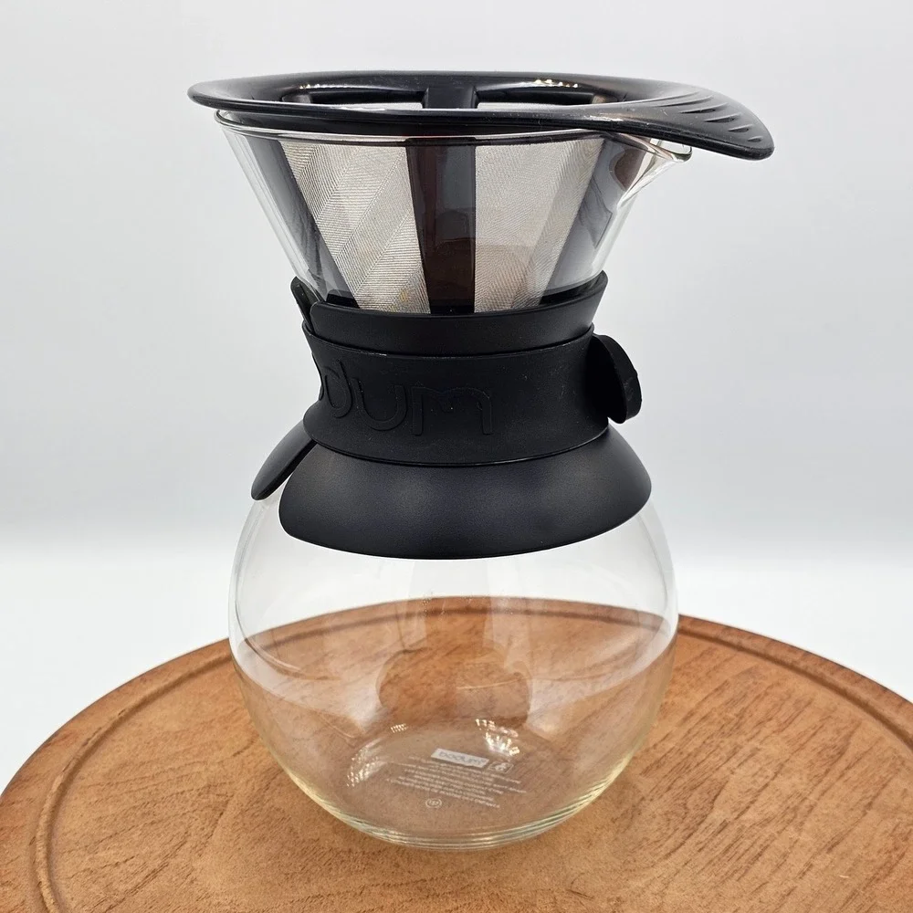 Bodum Pour Over Coffee Maker 34oz 8 Cup Glass Carafe Permanent Filter Black
